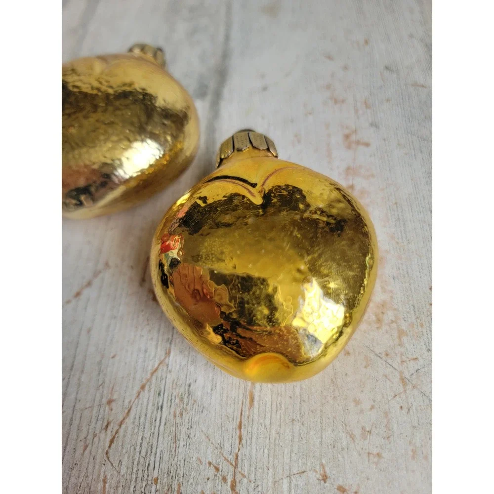 Vintage golden heart glass yellow ornament Xmas Valentine set home decor
